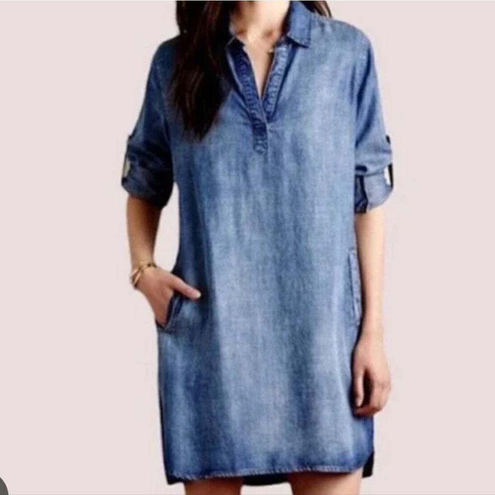 Cloth And Stons By Anthropologie Chambray Shirt Dress Size Large